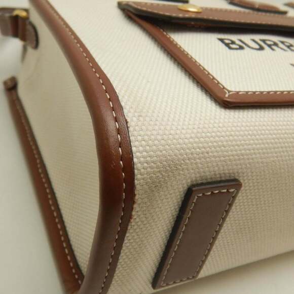 BURBERRY Mini Freya Tote 8044141 Bag Canvas x Leather Natural Brown Women's 2... - Picture 12 of 16